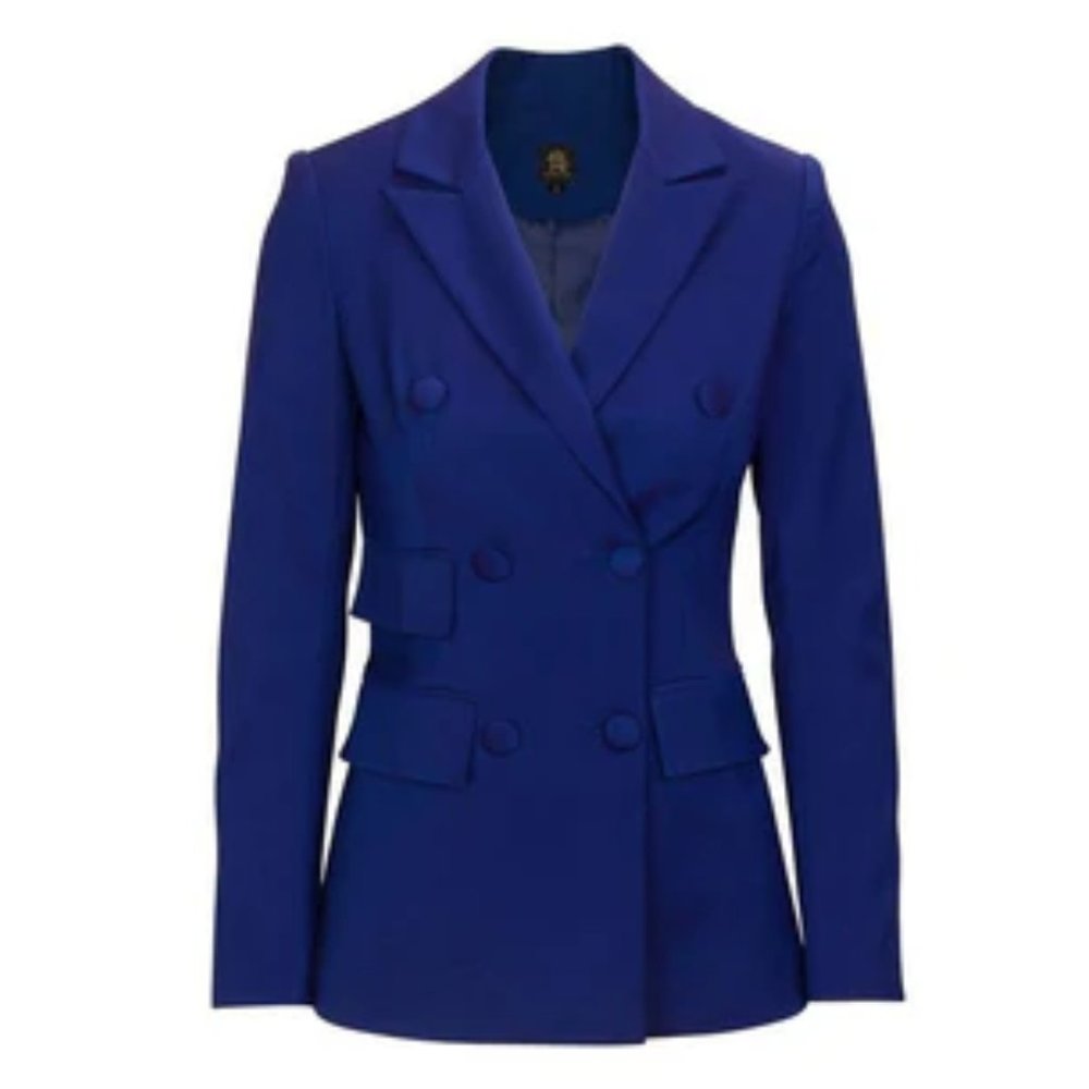 NWT WOMEN'S HOTTIE + LORD SEVILLE LONG SLEEVE DOUBLE BREASTED BLUE BLAZER